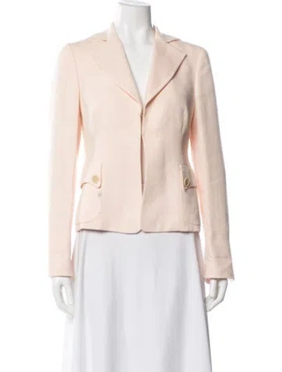 Pre-owned Akris Linen Tweed Pattern Blazer In Pink