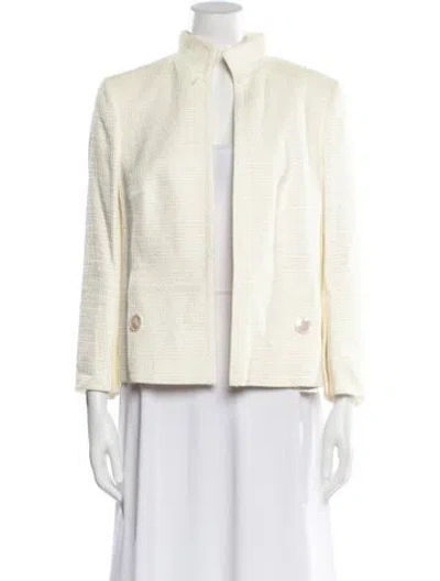 Pre-owned Akris Linen Tweed Pattern Evening Jacket W/ Tags In Neutral