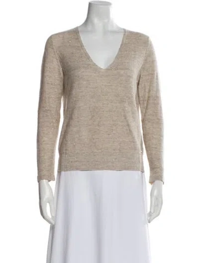Pre-owned Akris Linen V-neck Sweater In Neutral