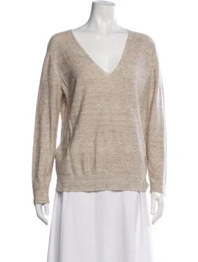 Pre-owned Akris Linen V-neck Sweater In Neutral