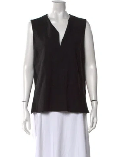 Pre-owned Akris Linen V-neck Top In Black