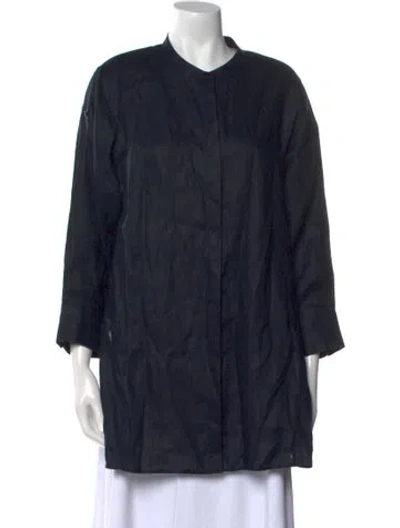 Pre-owned Akris Linen V-neck Tunic In Blue