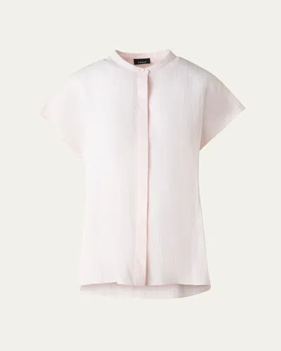Akris Linen Voile Button-front Blouse In Pale Pink