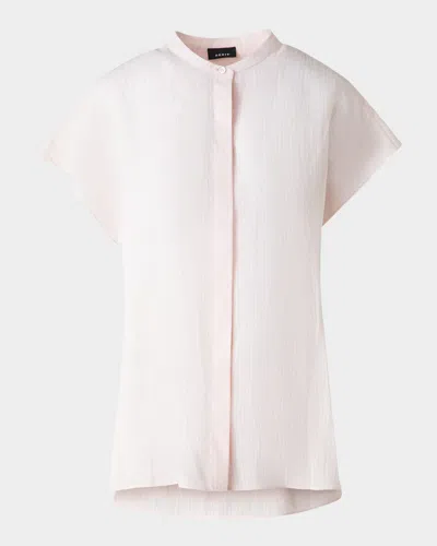 AKRIS LINEN VOILE BUTTON-FRONT BLOUSE