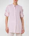 Akris Linen Voile Tunic Blouse In Lotus