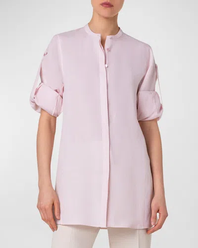 Akris Linen Voile Tunic Blouse In Lotus