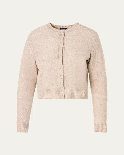 Akris Linen-cotton Micro Sequin Knit Cardigan Sweater In Neutral