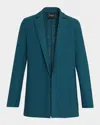 Akris Linen-wool Open Tailored Jacket In Green