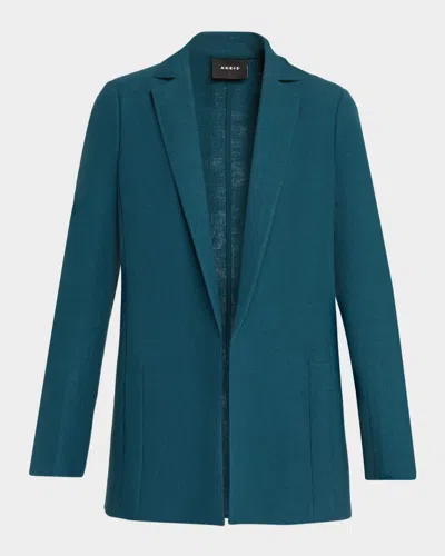 Akris Linen-wool Open Tailored Jacket In Green
