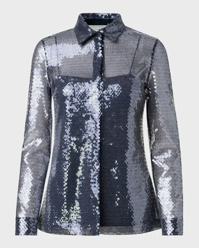 Akris Women's Paillette-embroidered Blouse In Black