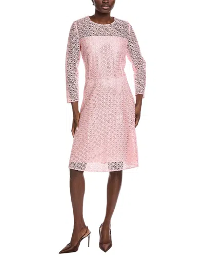 Akris Logo Lace Silk-lined Midi Dress In Pink