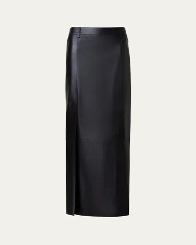 Akris Long Lacquered Leather Skirt In Black