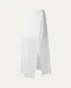 Akris Long Organza Overlay Silk Double-face Skirt In Ecru
