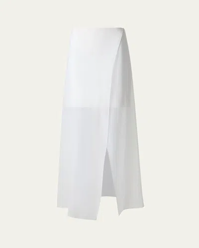 Akris Long Organza Overlay Silk Double-face Skirt In Ecru