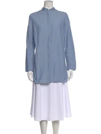 Pre-owned Akris Long Sleeve Blouse In Blue