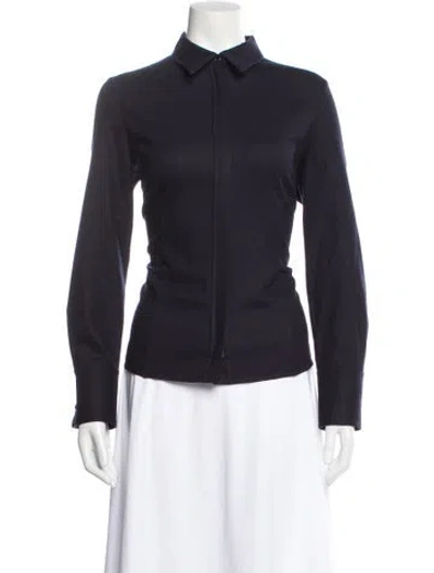 Pre-owned Akris Long Sleeve Blouse In Blue