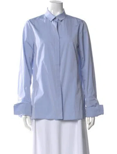 Pre-owned Akris Long Sleeve Blouse In Blue
