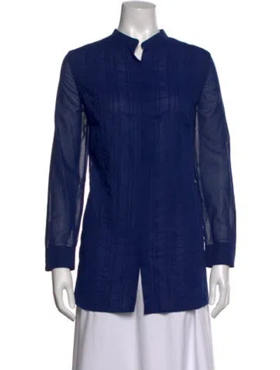 Pre-owned Akris Long Sleeve Blouse In Blue