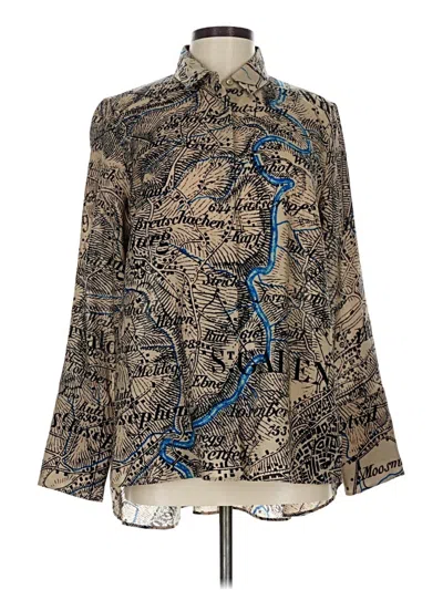 Pre-owned Akris Long Sleeve Blouse In Brown