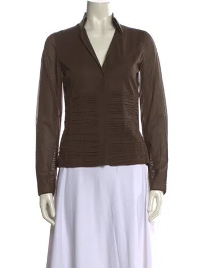 Pre-owned Akris Long Sleeve Blouse In Brown