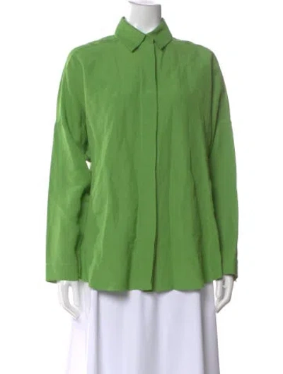 Pre-owned Akris Long Sleeve Blouse In Green