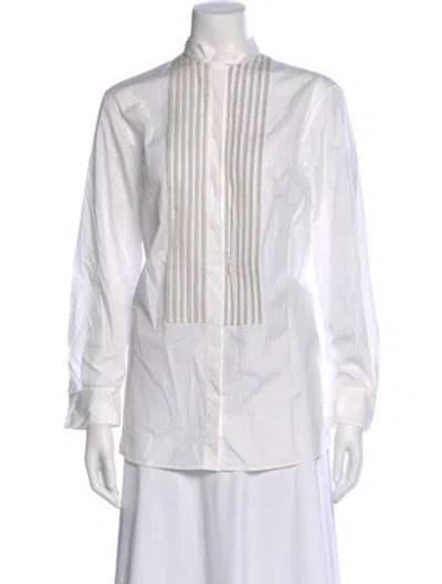 Pre-owned Akris Long Sleeve Blouse In White