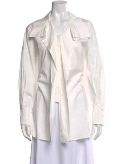 Pre-owned Akris Long Sleeve Blouse In White