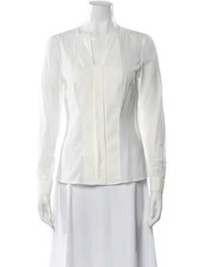 Pre-owned Akris Long Sleeve Blouse In White