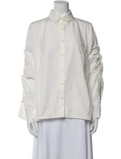 Pre-owned Akris Long Sleeve Blouse In White