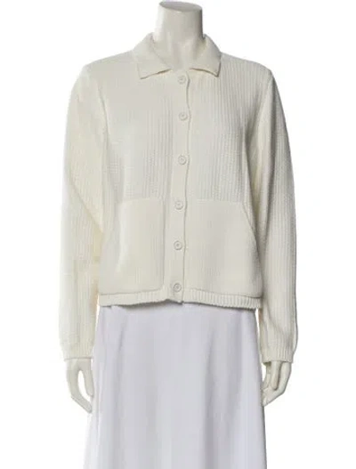 Pre-owned Akris Long Sleeve Button-up Top In Neutral