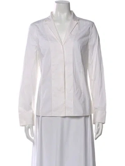 Pre-owned Akris Long Sleeve Button-up Top In Neutral