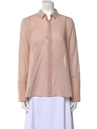 Pre-owned Akris Long Sleeve Button-up Top In Pink