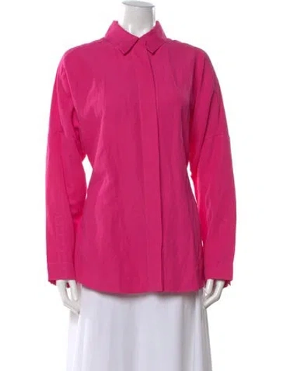 Pre-owned Akris Long Sleeve Button-up Top In Pink