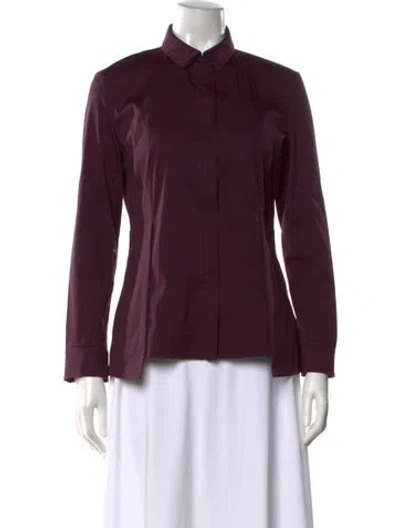 Pre-owned Akris Long Sleeve Button-up Top In Purple