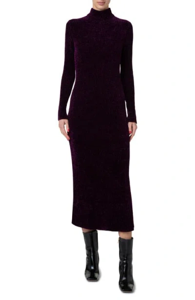 Akris Long Sleeve Chenille Midi Sweater Dress In Purple-magenta