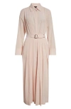Akris Long Sleeve Cotton Voile Belted Shirtdress In Pale Pink