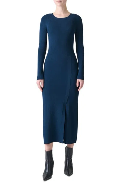 Akris Long Sleeve Knit Tube Dress In Blue