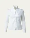 Akris Long-sleeve Notched-collar Poplin Blouse In White