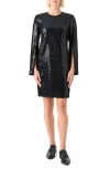 Akris Corded Sequin Short Cocktail Dress In Black