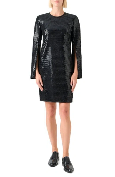AKRIS AKRIS LONG SLEEVE SEQUIN SHEATH DRESS