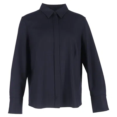 Akris Long Sleeve Shirt In Black Wool In Blue