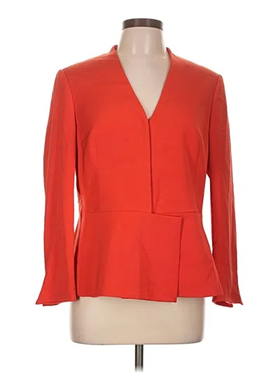 Pre-owned Akris Long Sleeve Silk Top Red Plunge Neckline Tops