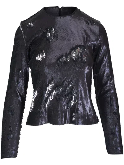 Akris Long-sleeved Sequinned Top In Black