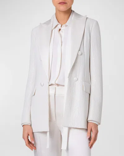 Akris Lucia Silk Chiffon Sequin Tuxedo Jacket In Ivory