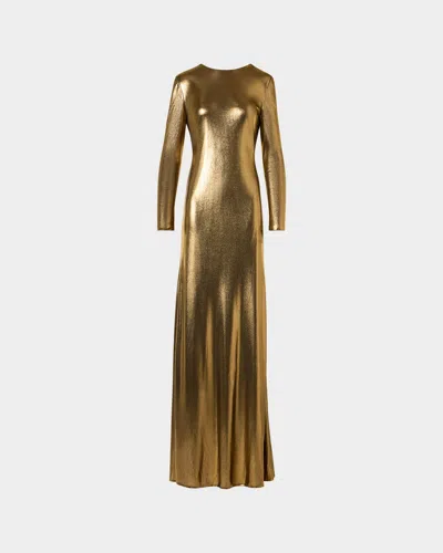 Akris Lurex Viscose Long-sleeve Gown In Gold