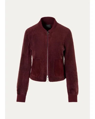 Akris Mady Lambskin Shearling Bomber Jacket In Red