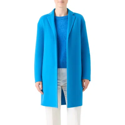 Akris Mae Cashmere Double Face Coat In Blue