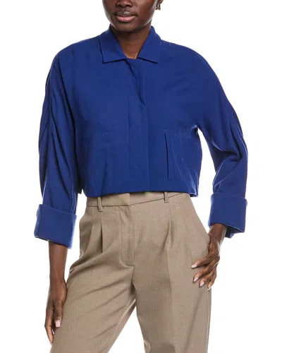 Akris Maela Wool Crop Top In Blue