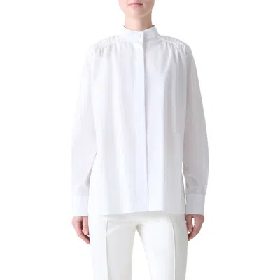Akris Mandarin Collar Button-up Shirt In White