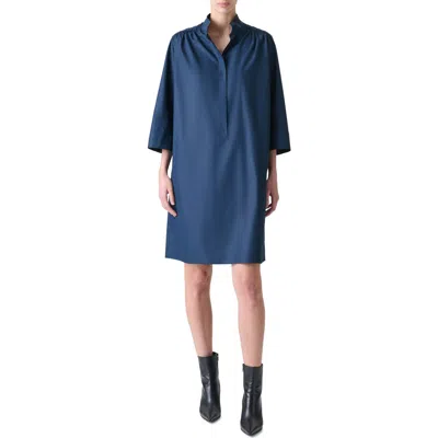 Akris Mandarin Collar Tunic Shirtdress In Blue